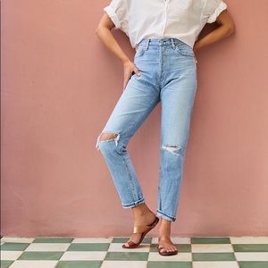 Forever 21 straight jeans with knee slits